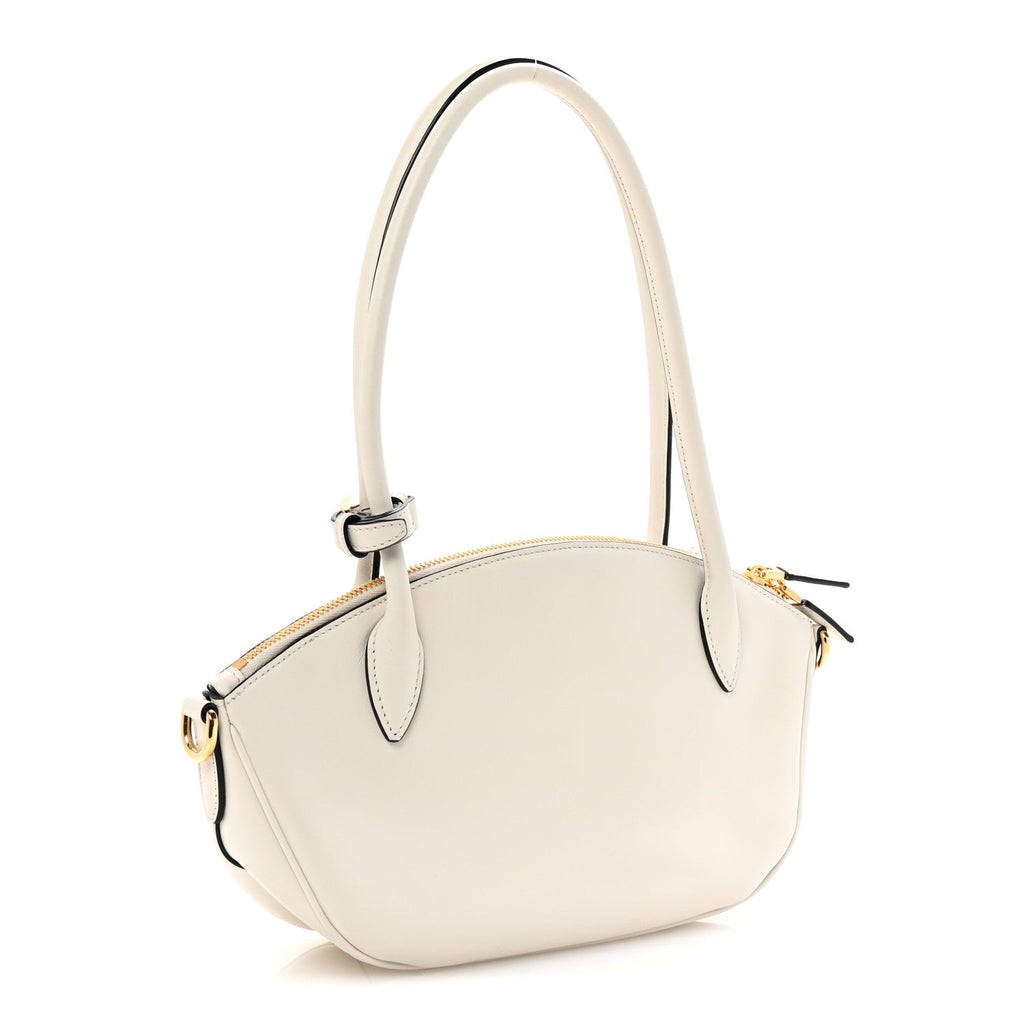 City Calfskin Small Triangle Shoulder Bag White