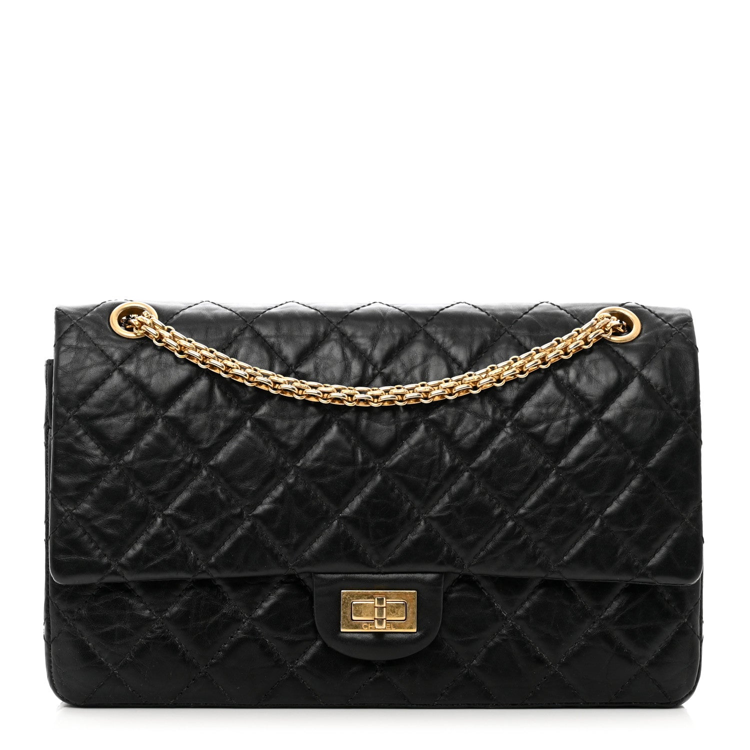 Aged Calfskin Quilted 2.55 Reissue 226 Flap Black