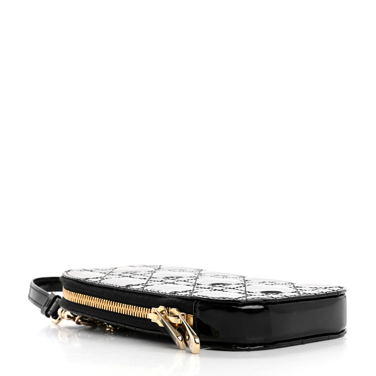 Patent Cannage Lady Dior Phone Holder Black