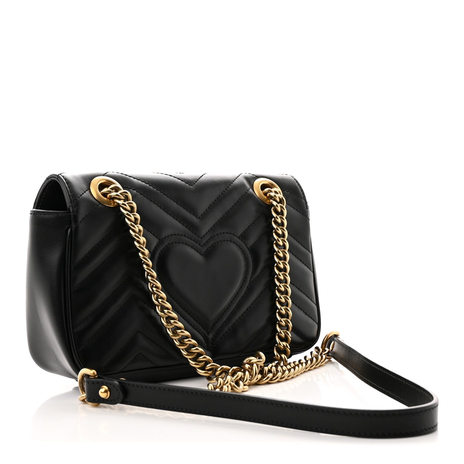Calfskin Matelasse Mini GG Marmont Shoulder Bag Black