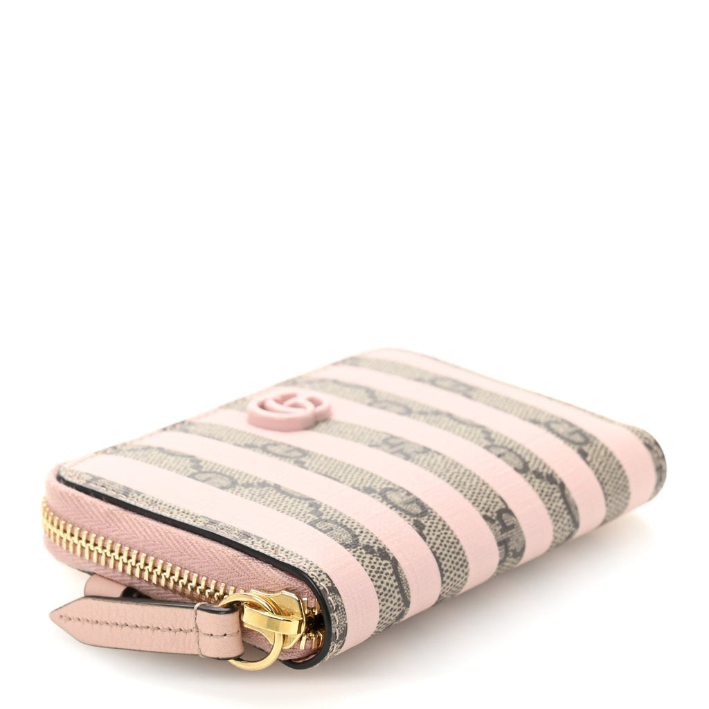 Supreme Monogram Vitello Eclipse Enamel Striped GG Key  Case Beige Ebony Pink