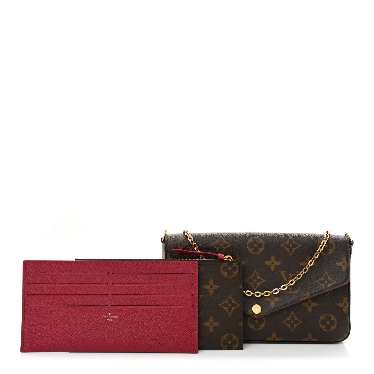 Monogram Pochette Felicie Chain Wallet Fuchsia