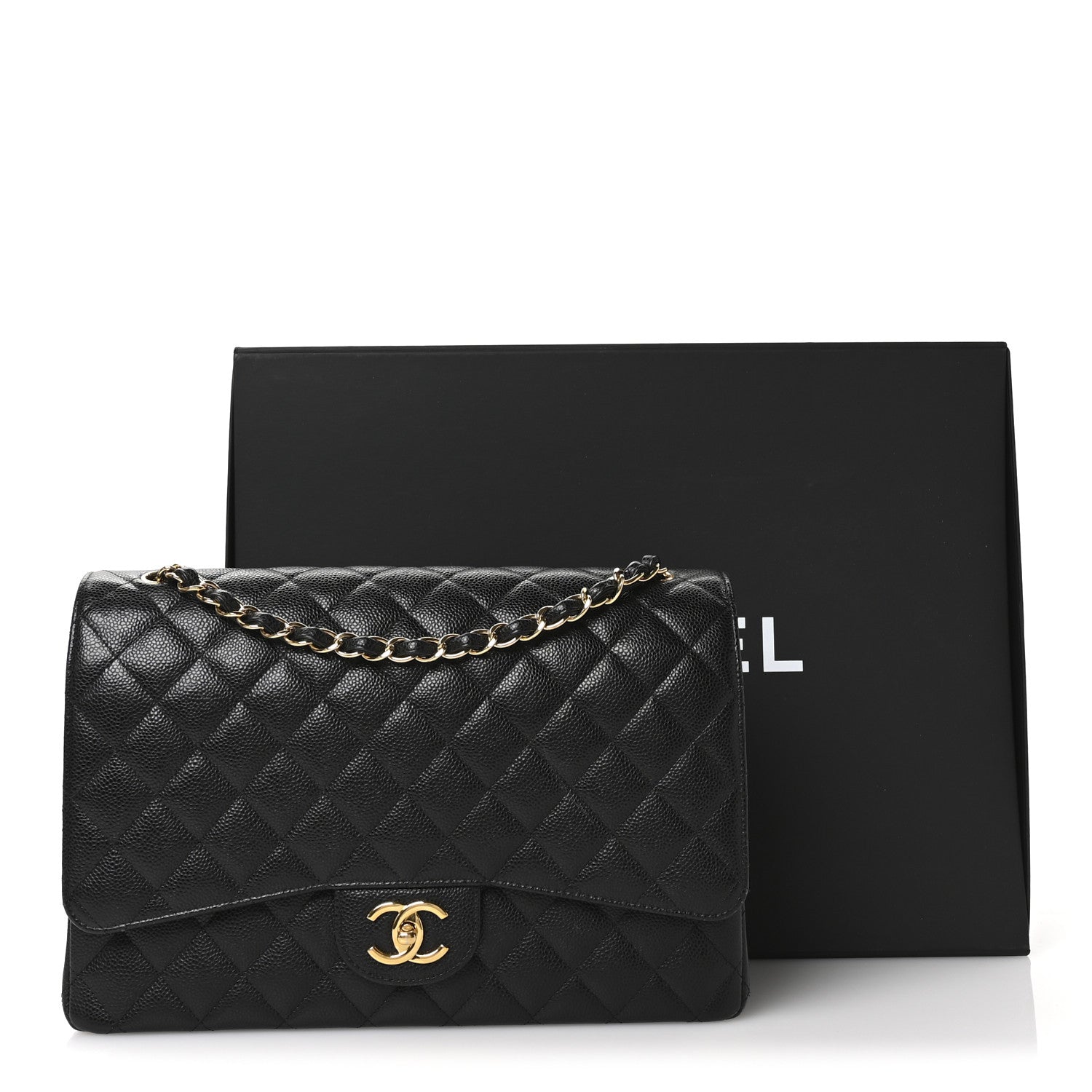 Caviar Quilted Maxi Double Flap Black