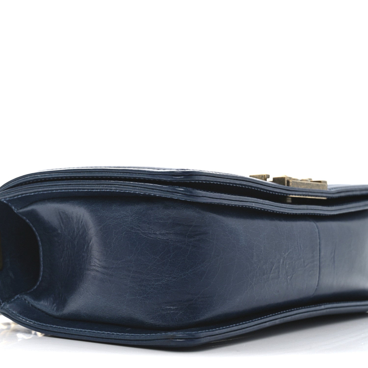 Glazed Calfskin Quilted Medium Boy Flap Blue