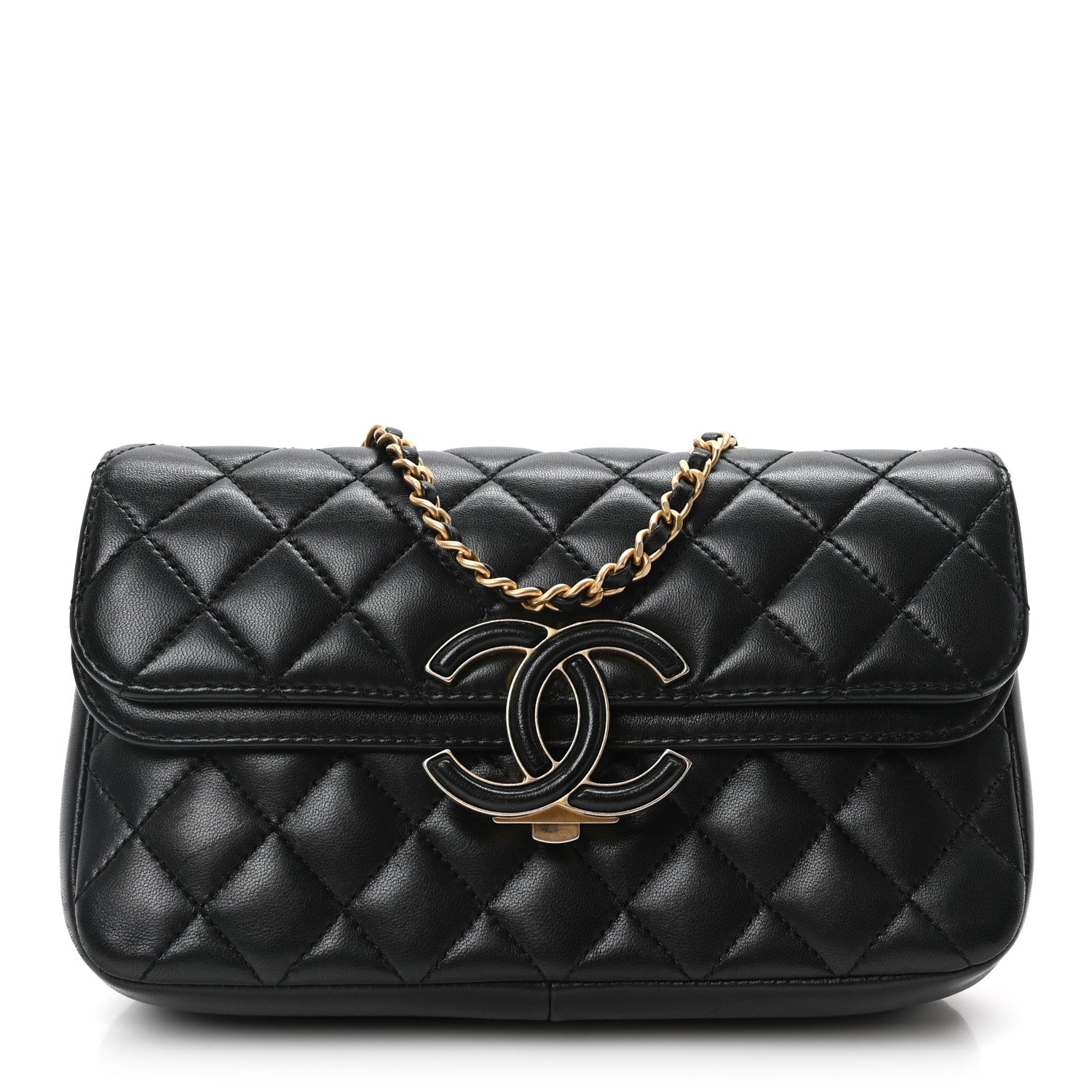 Lambskin Quilted Small CC Chic Flap Black