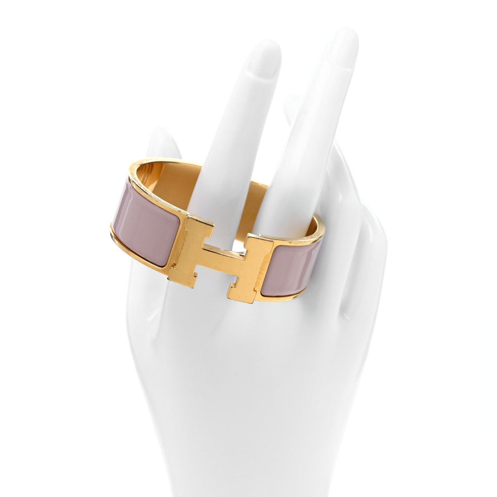 Enamel Wide Clic Clac H Bracelet PM Rose Dragee