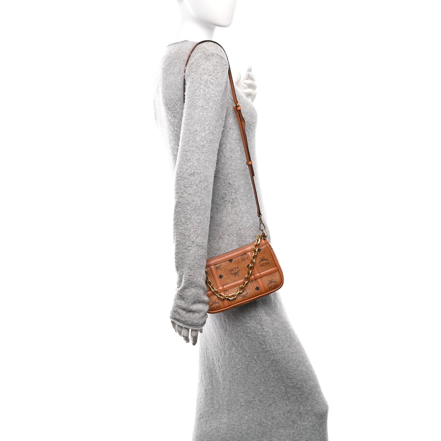 Visetos Nappa Mini Delmy Chain Shoulder Bag Cognac
