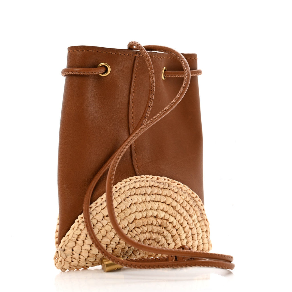 Raffia Cassandre Mini Pochon Crossbody Bag Brick Natural