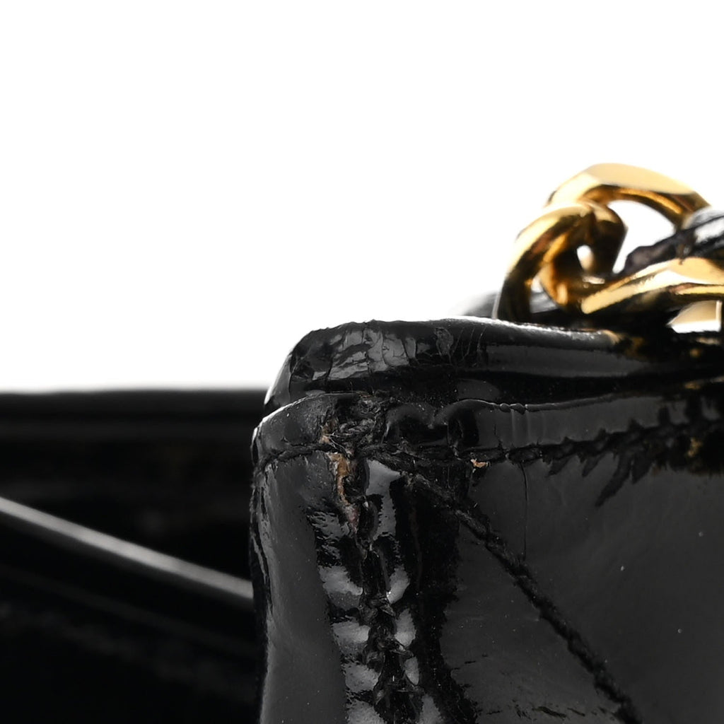 Patent Quilted Tote Black
