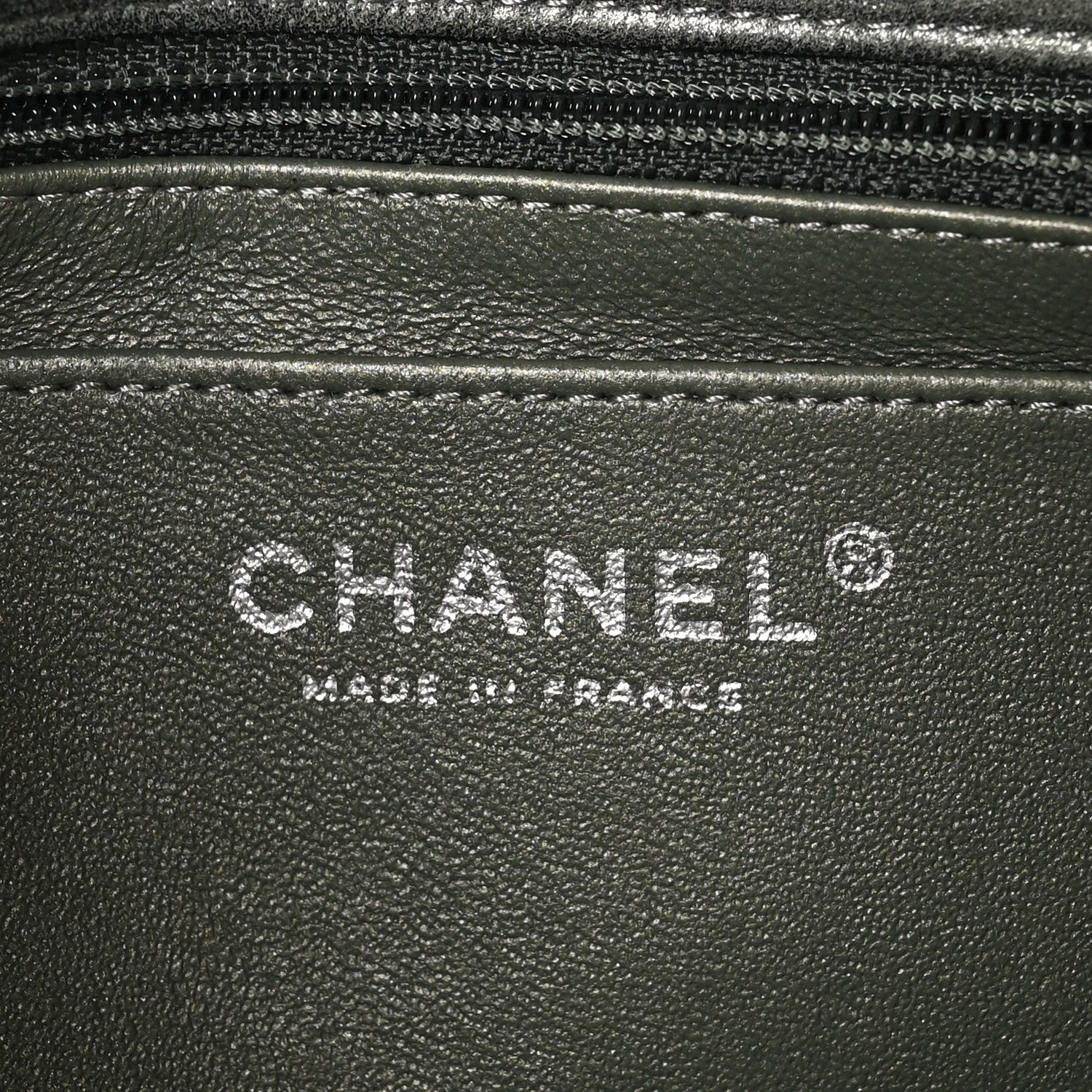 Iridescent Lambskin Quilted Mini Rectangular Flap Khaki