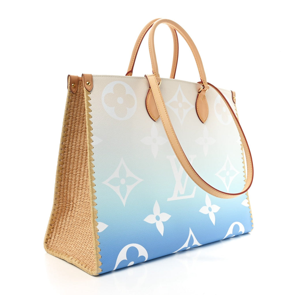 Monogram Giant Raffia Hamptons By The Pool Onthego GM Blue