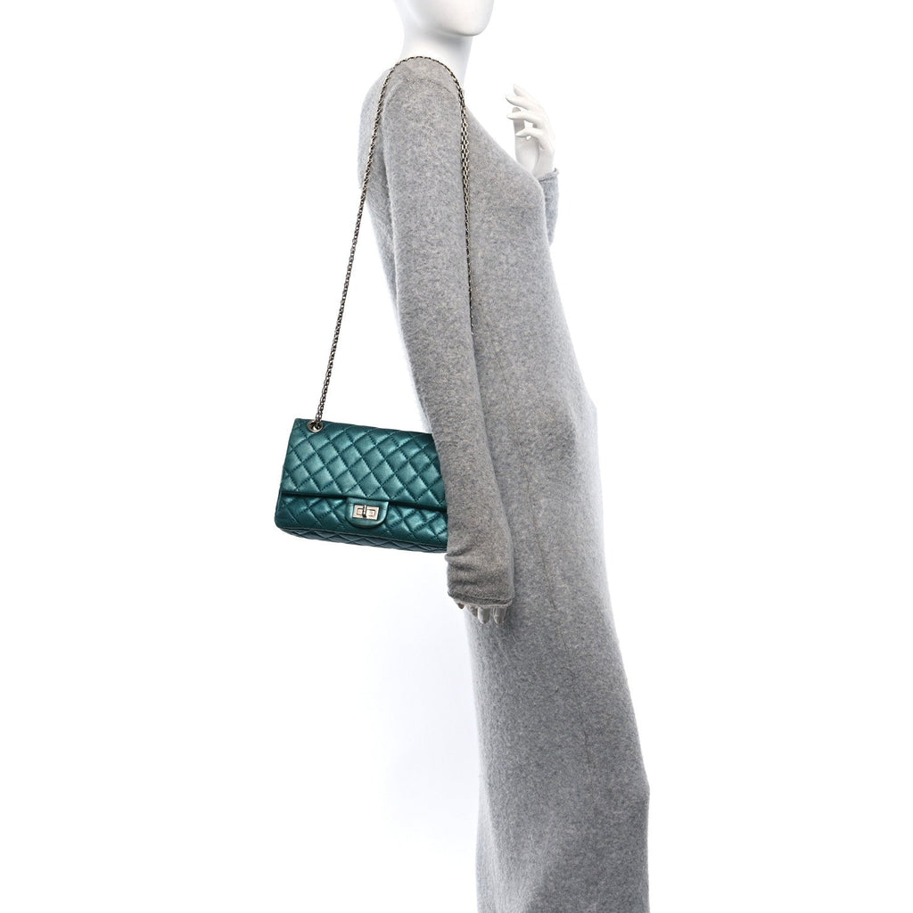 Metallic Calfskin 2.55 Reissue 225 Flap Turquoise