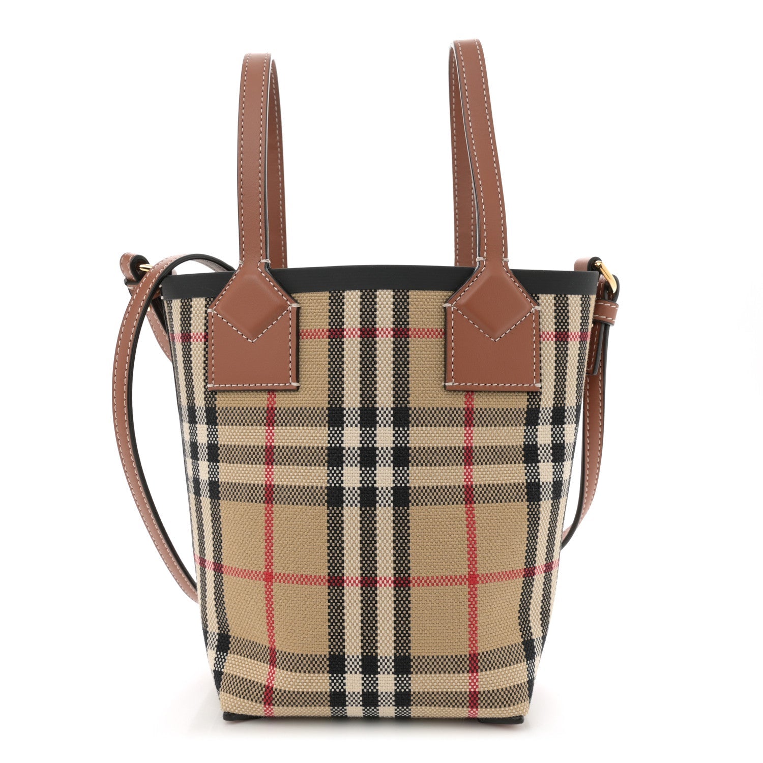 Cotton Calfskin Vintage Check Mini London Tote Bag Archive Beige