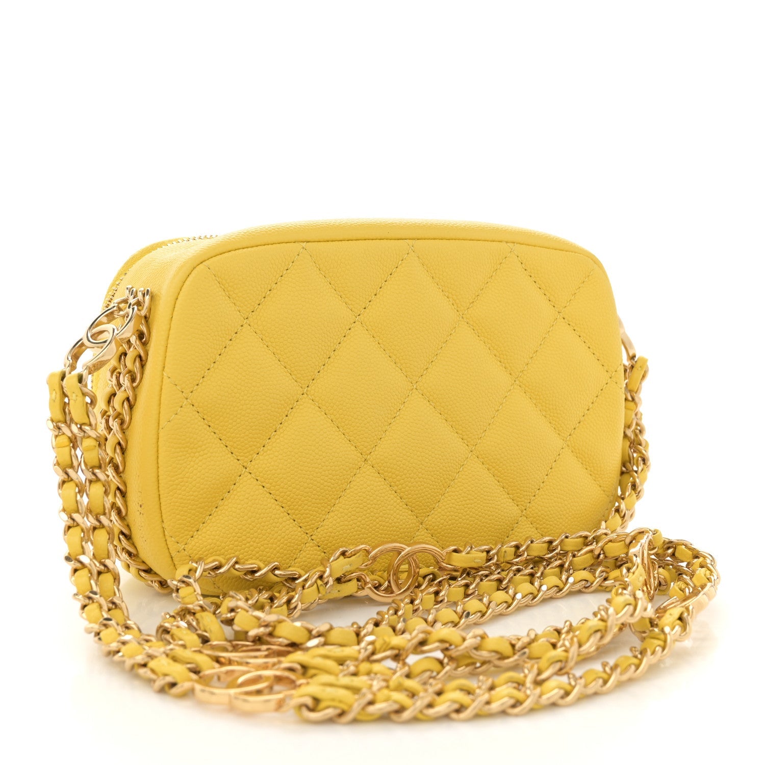 Caviar Quilted Mini CC You Camera Case Yellow