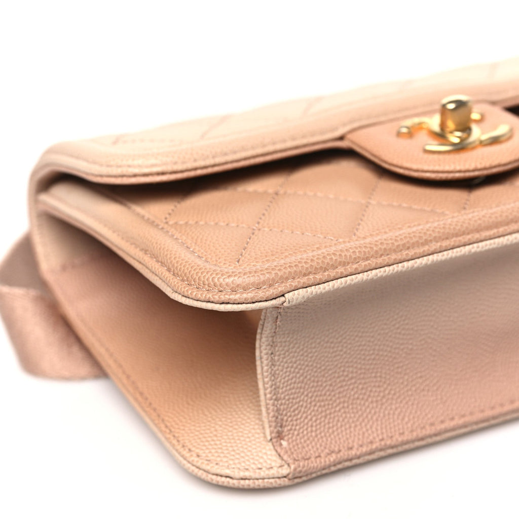 Caviar Quilted Sunset On The Sea Waist Bag Beige