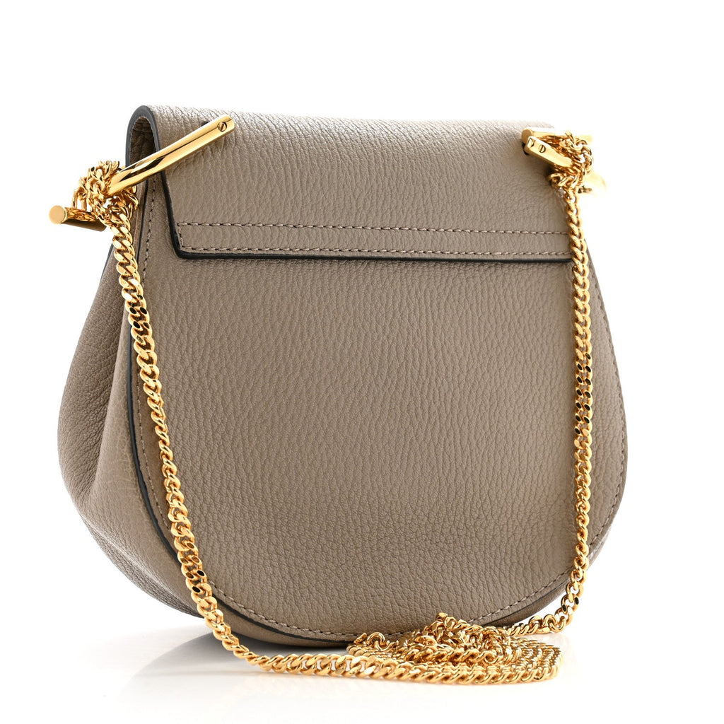 Grained Lambskin Mini Drew Shoulder Bag Motty Grey