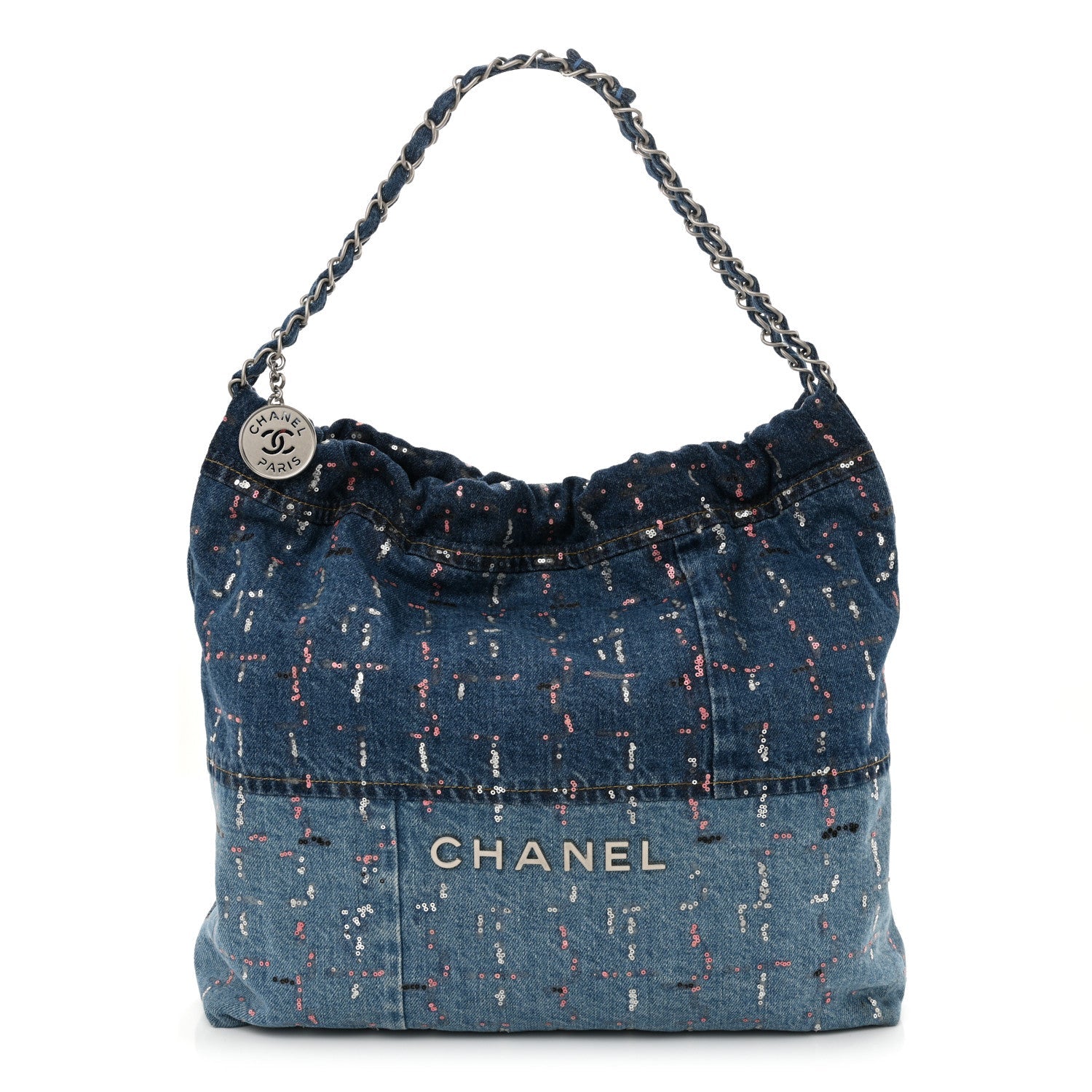 Denim Sequin Chanel 22 Blue
