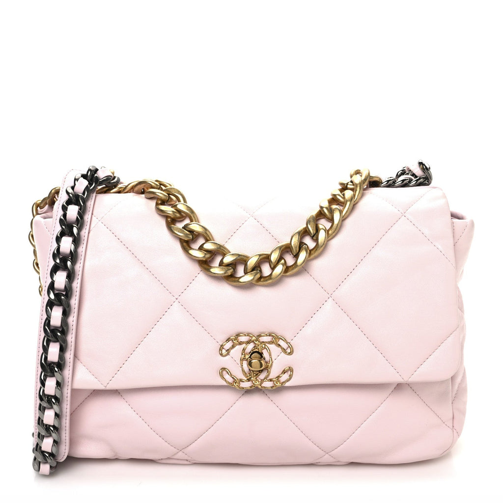 Lambskin Quilted Large Chanel 19 Flap Light Pink