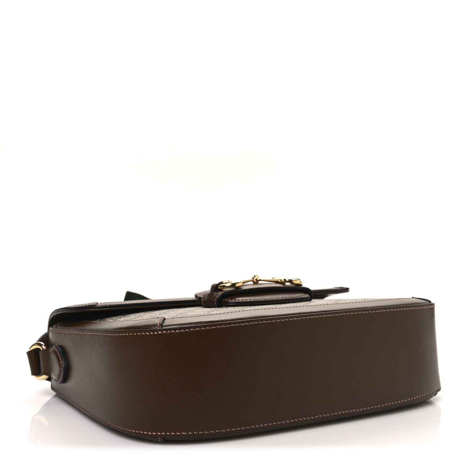 GG Supreme Monogram Azalea Calfskin Web Medium Horsebit 1955 Shoulder Bag Beige Ebony Brown Sugar