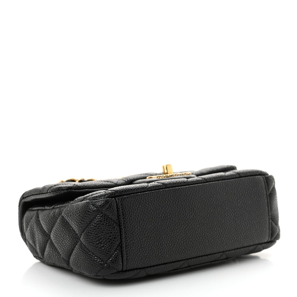Grained Lambskin Quilted Mini Flap Black