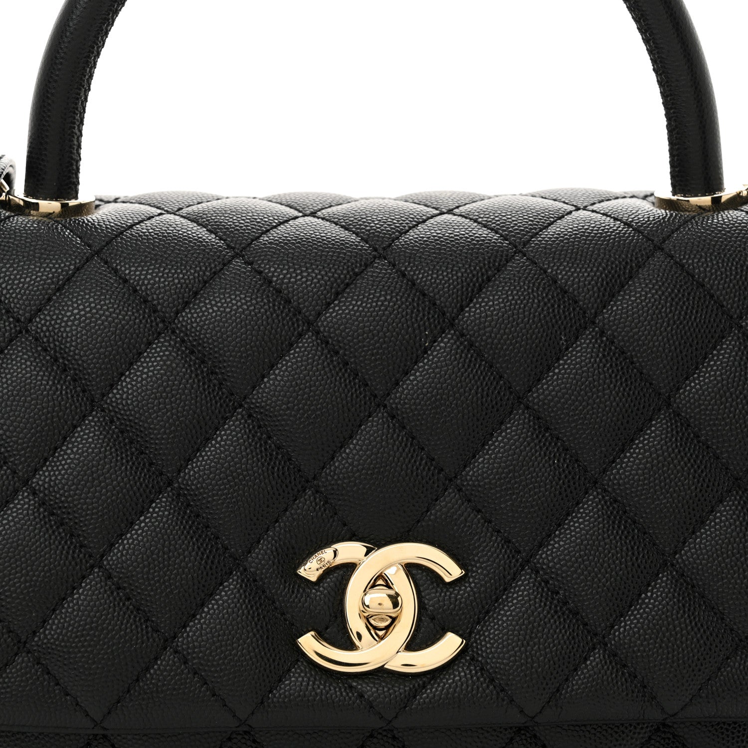 Caviar Quilted Small Coco Handle Flap Black