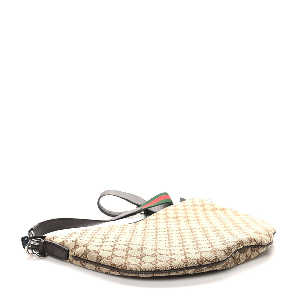 Monogram Calfskin Web Medium B Shoulder Bag Beige Brown