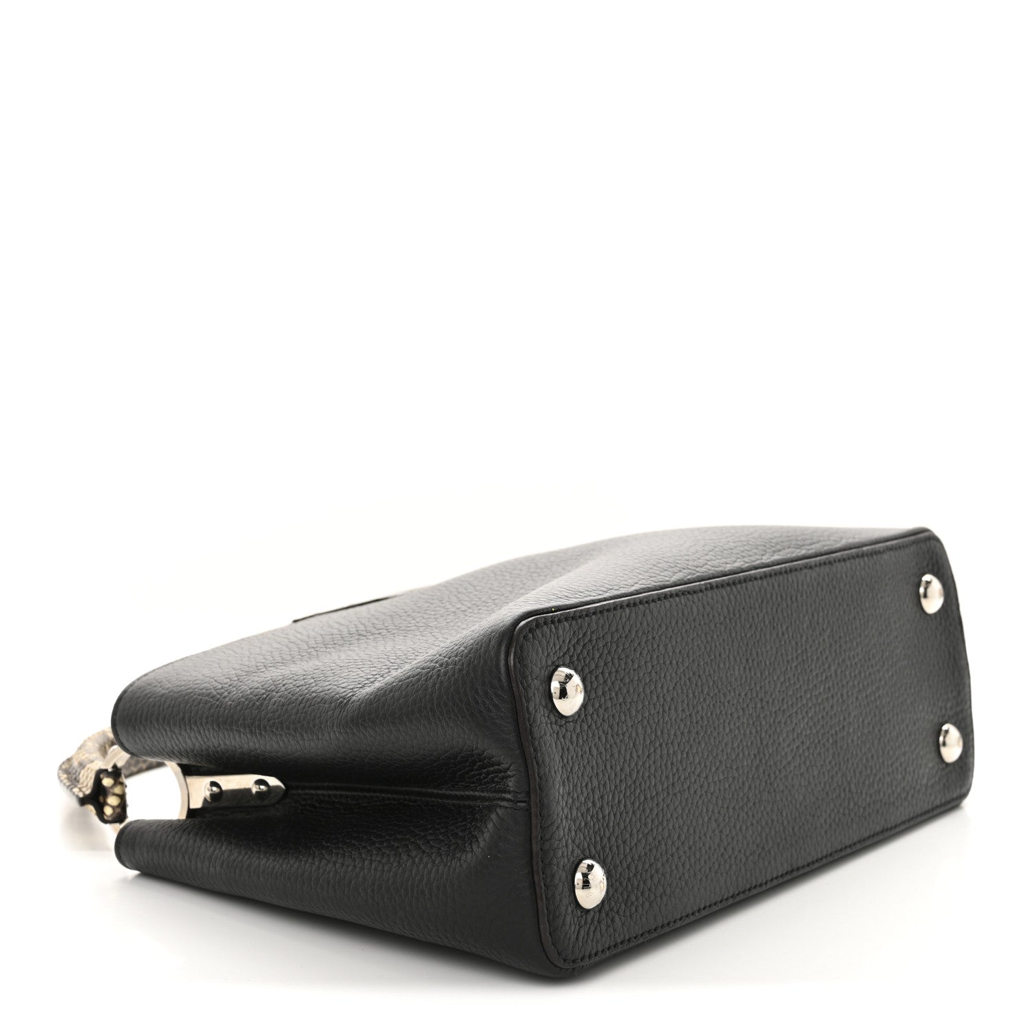 Taurillon Snakeskin Capucines PM Black