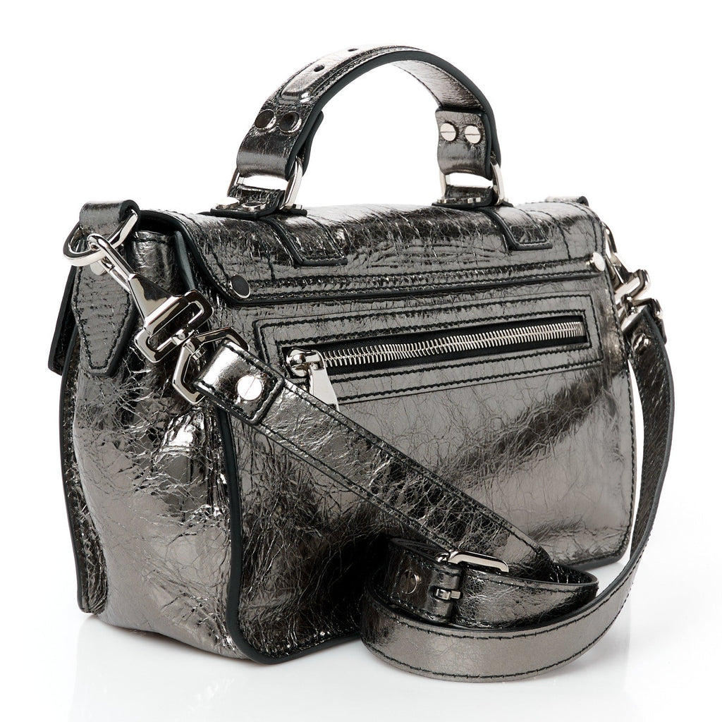 Metallic Lambskin Tiny PS1 Satchel Silver