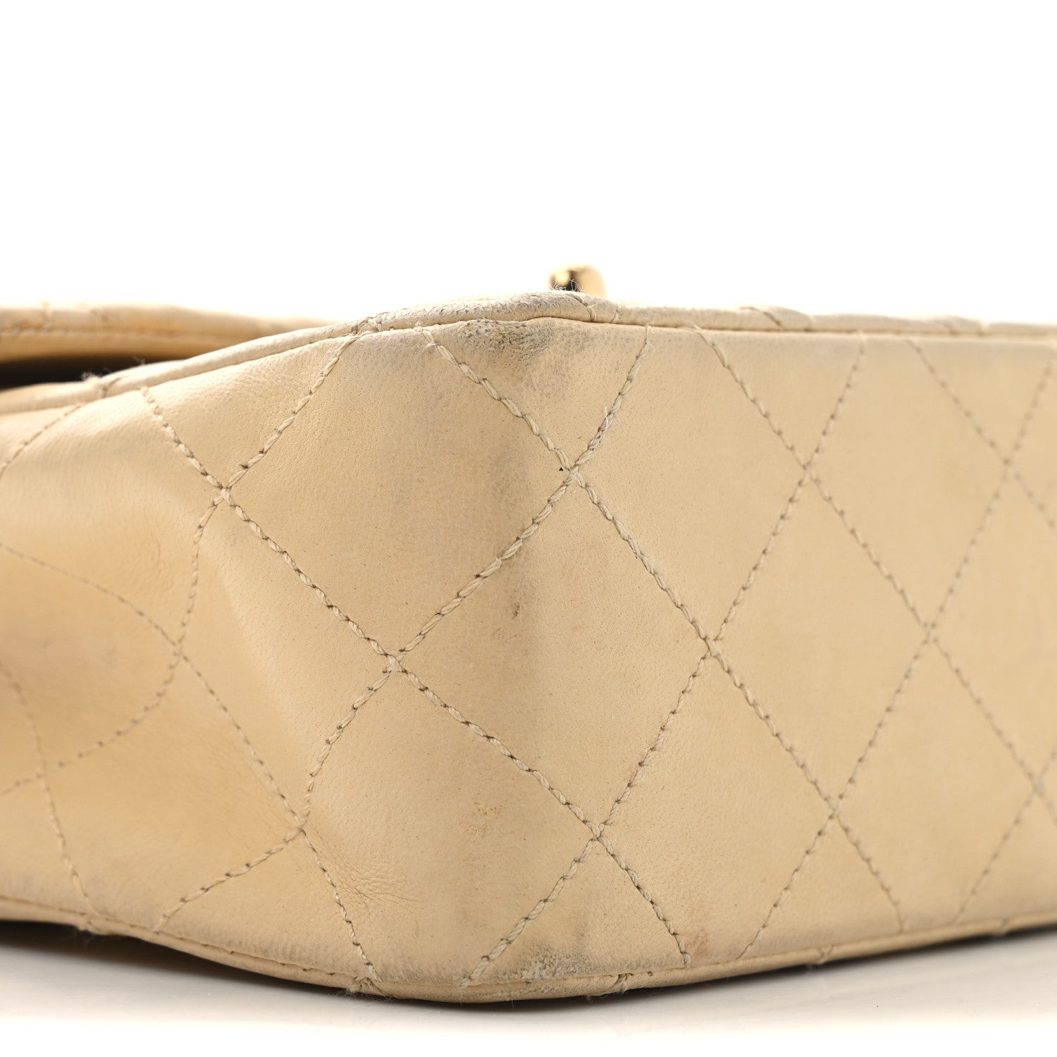 Lambskin Quilted Mini Square Flap Beige