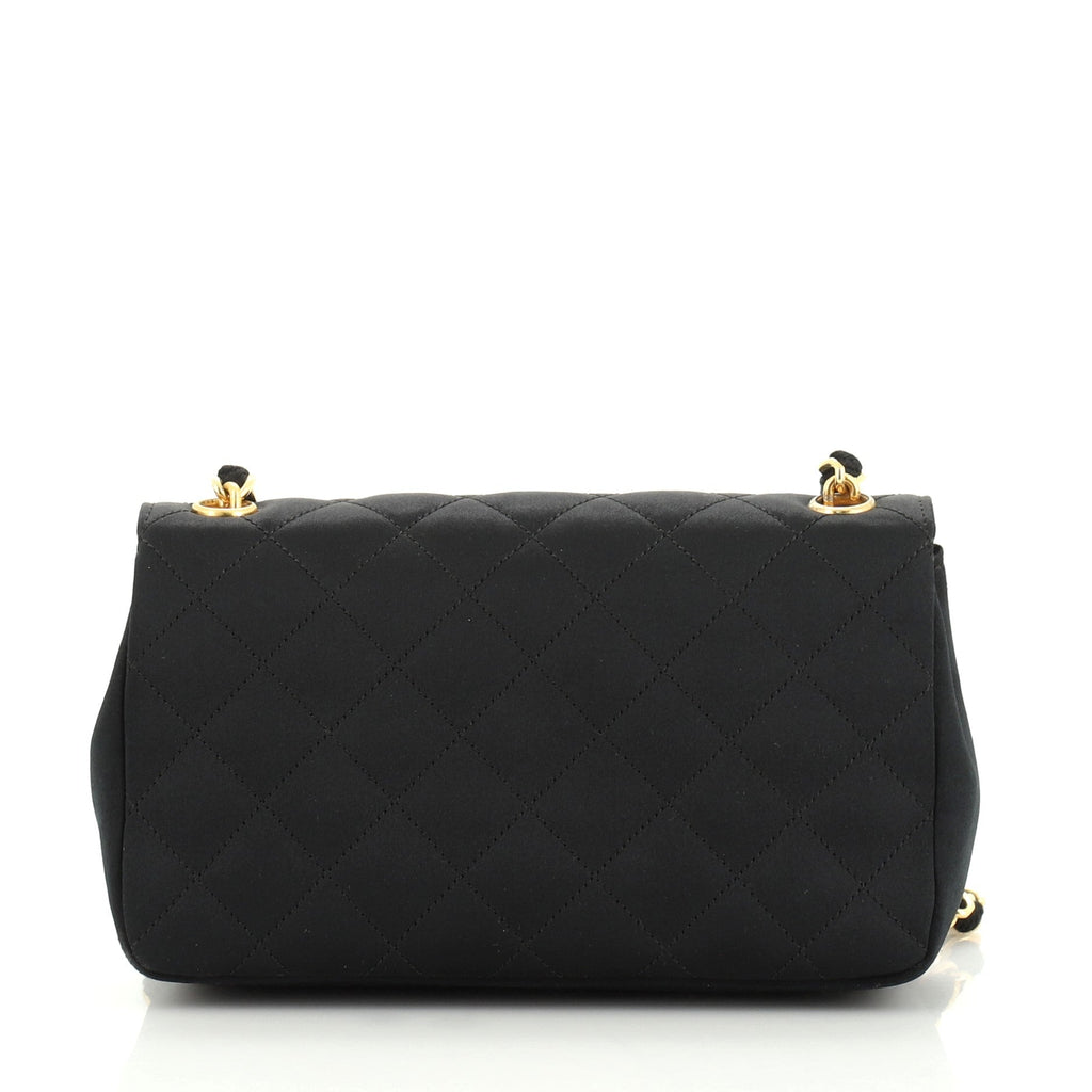 Vintage CC Chain Flap Bag Quilted Satin Mini