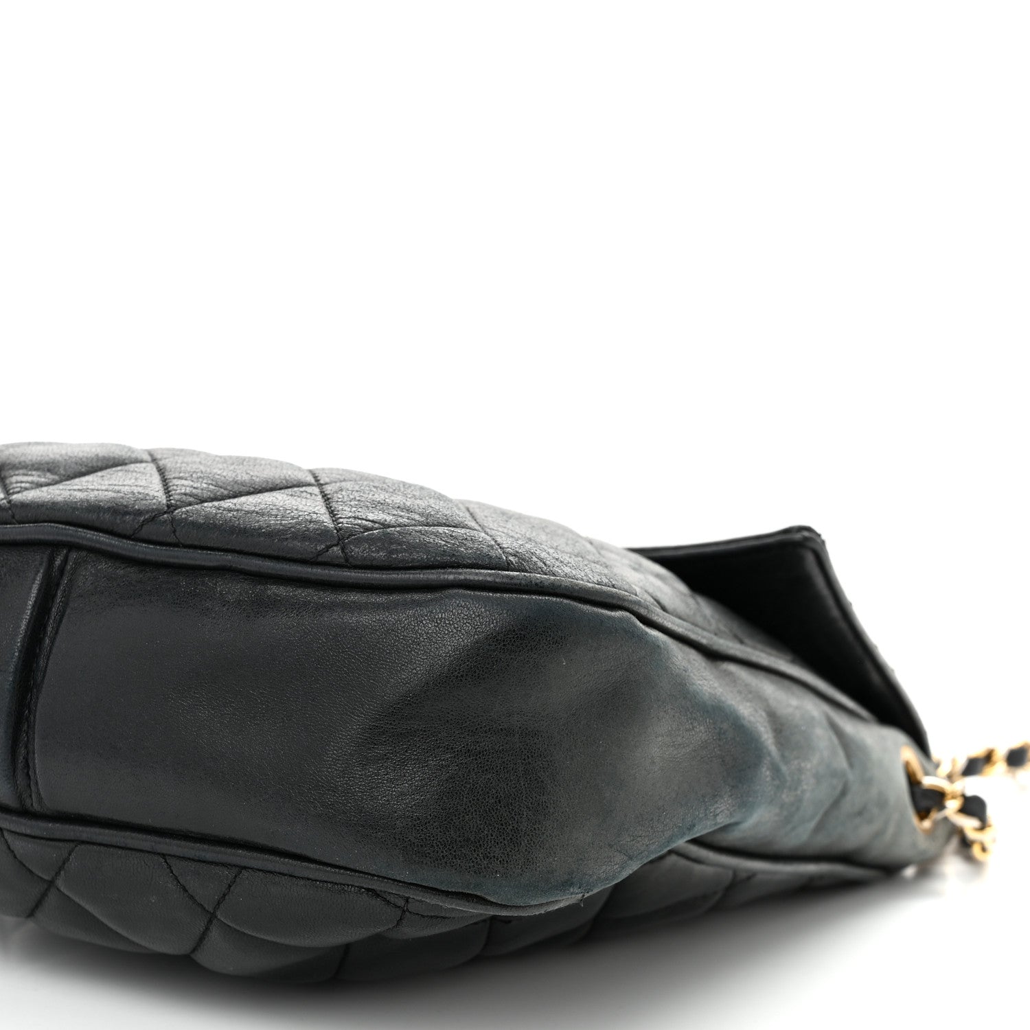 Lambskin Quilted Mini Flap Shoulder Bag Black