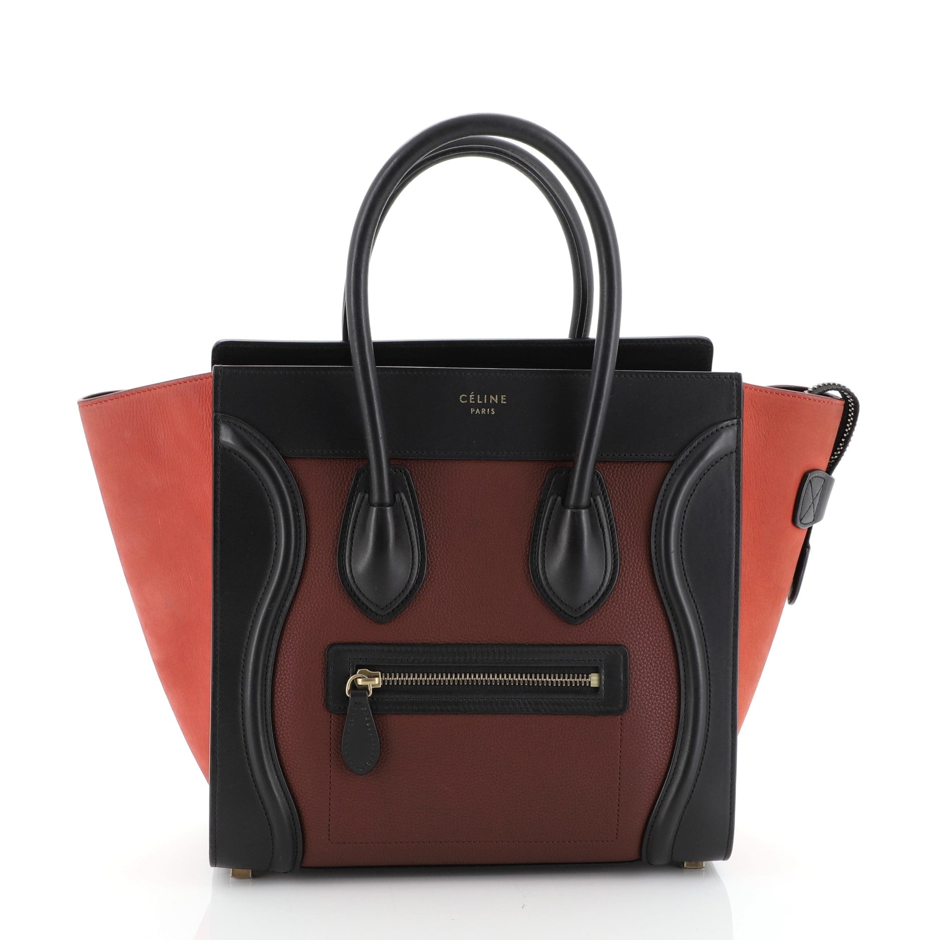 Bicolor Luggage Bag Leather Mini