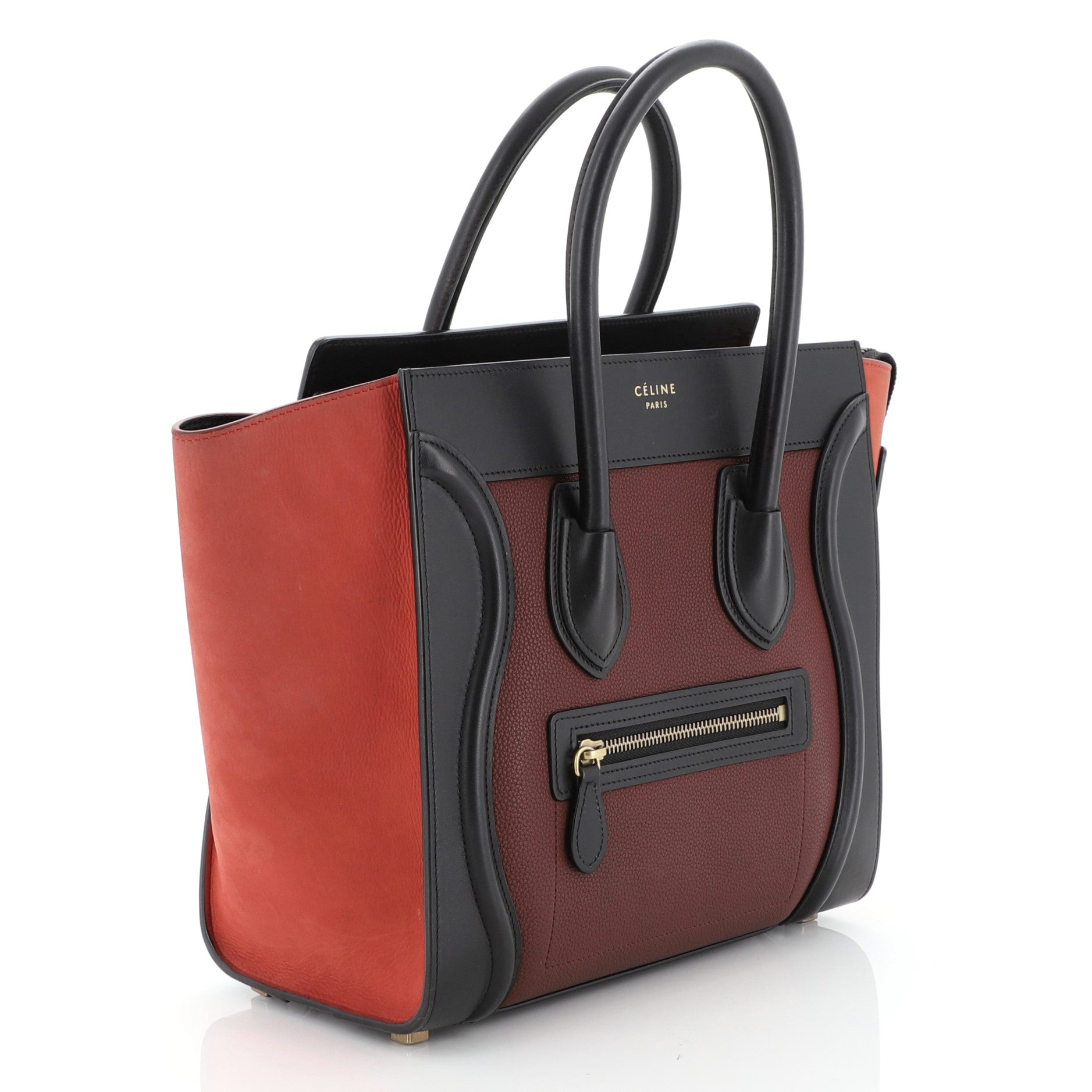 Bicolor Luggage Bag Leather Mini