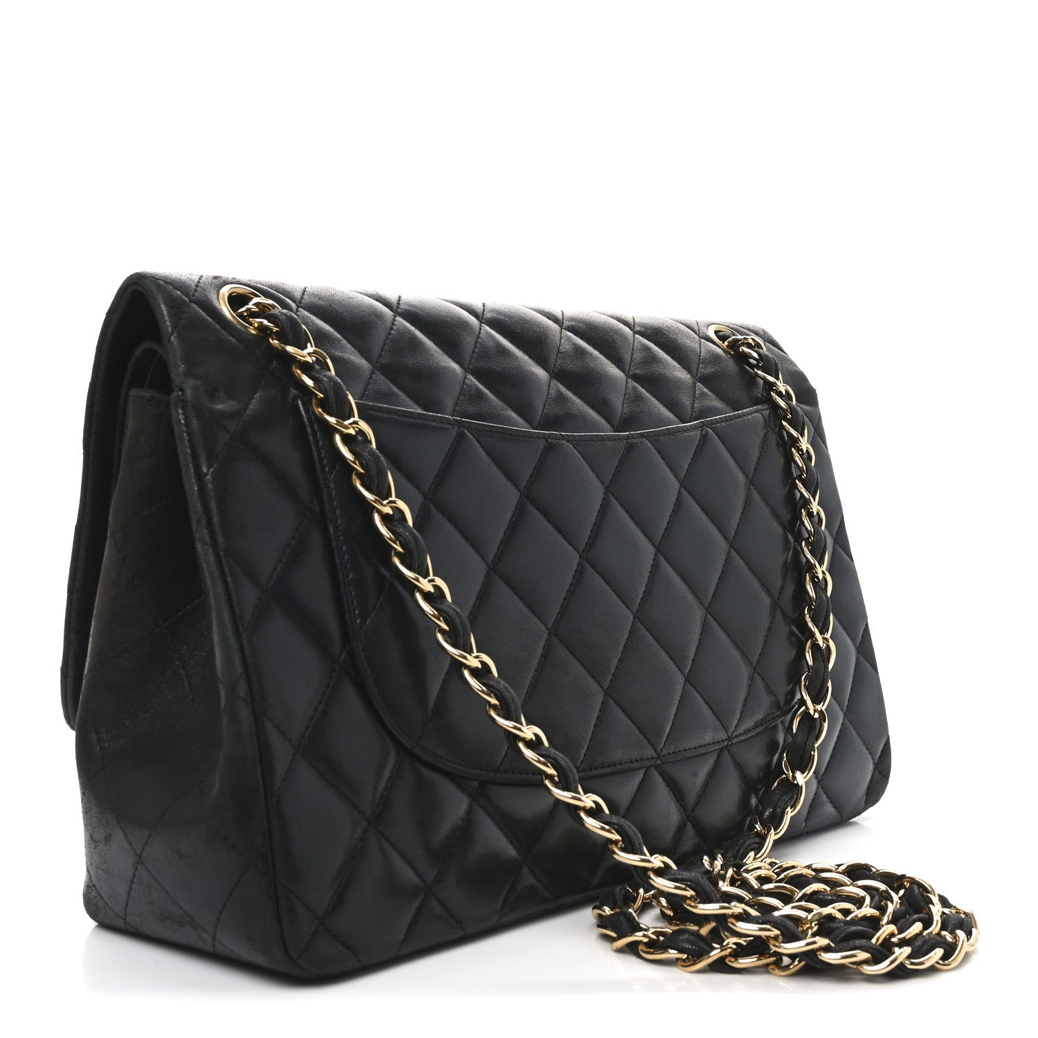 Lambskin Quilted Jumbo Double Flap Black