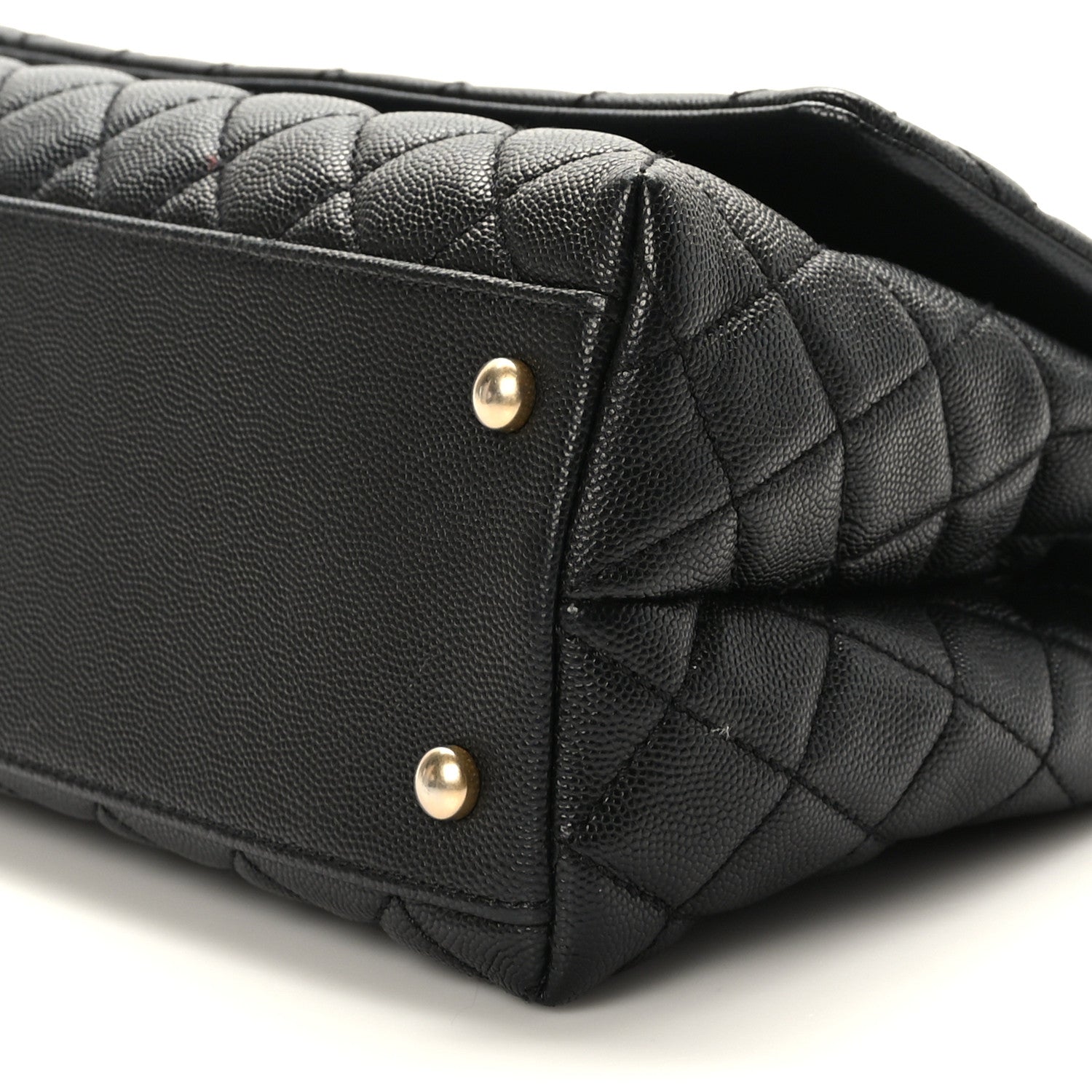 Caviar Lizard Embossed Quilted Small Coco Handle Flap Black