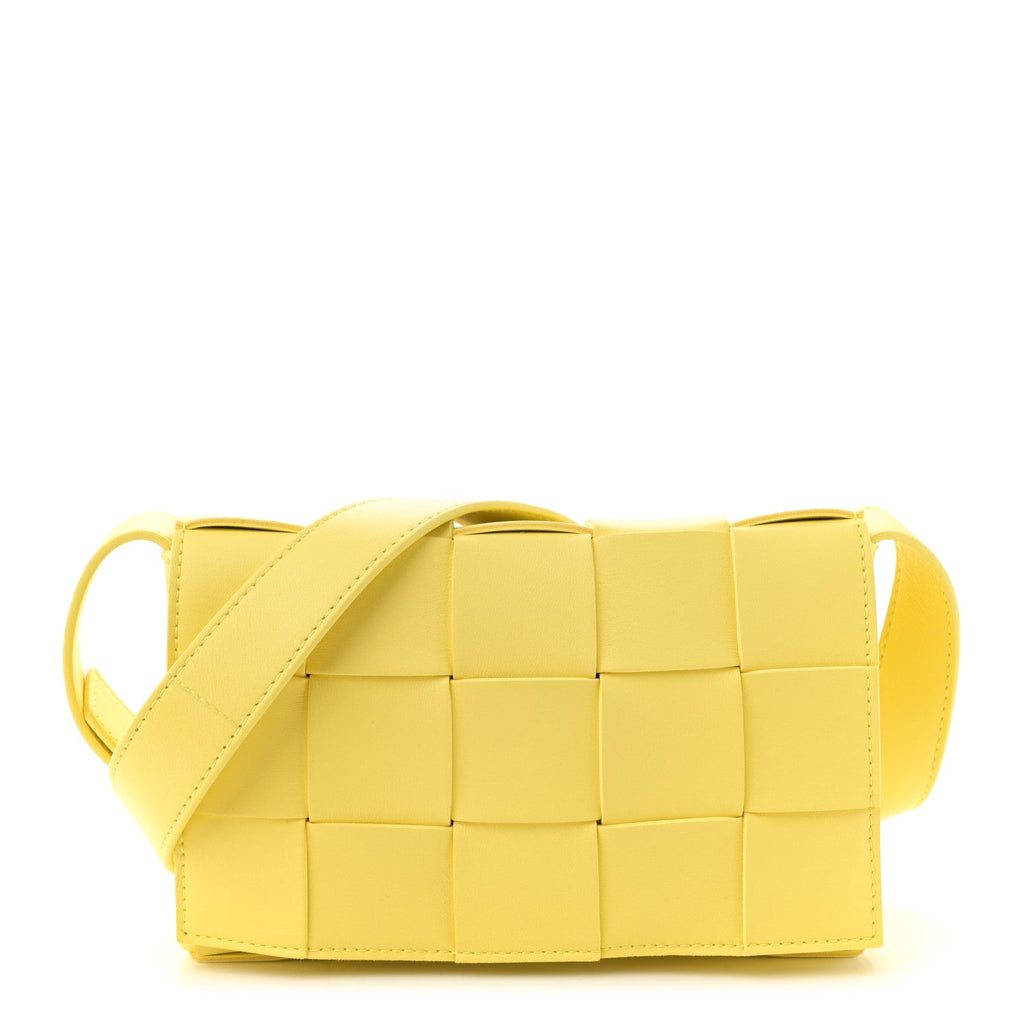 Lambskin Maxi Intrecciato Small Cassette Crossbody Bag Lemonade