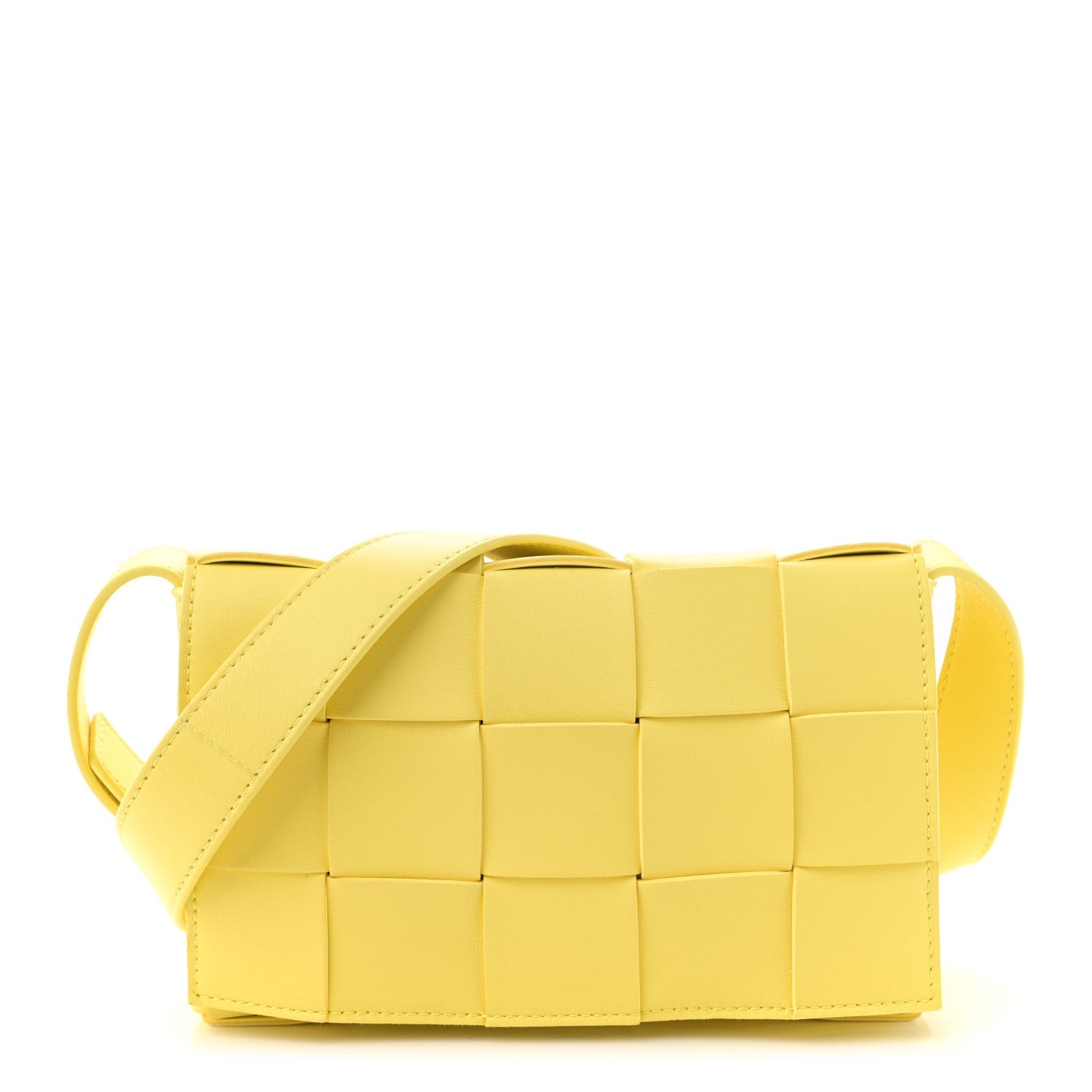 Lambskin Maxi Intrecciato Small Cassette Crossbody Bag Lemonade
