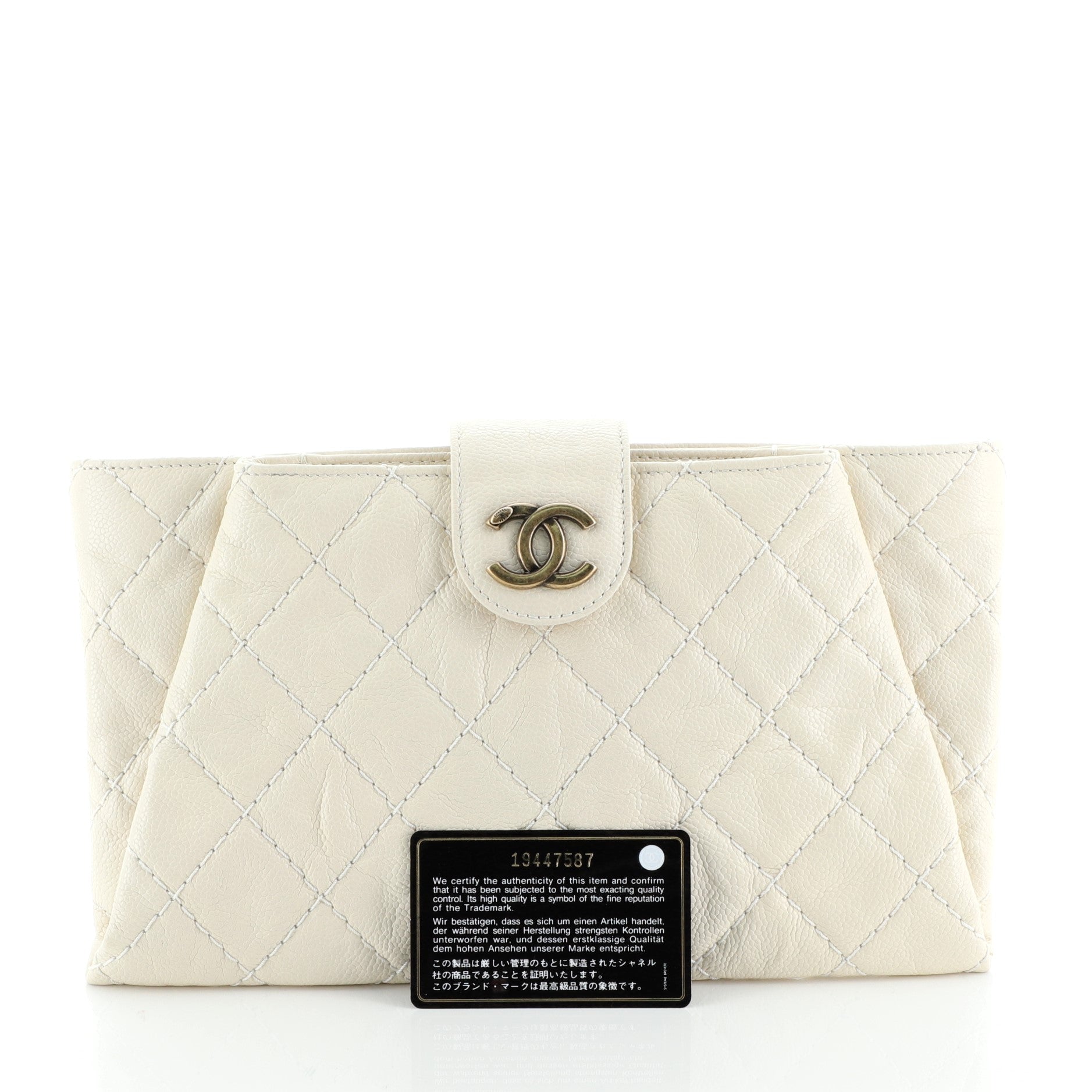 Coco Pleats Clutch Quilted Glazed Caviar
