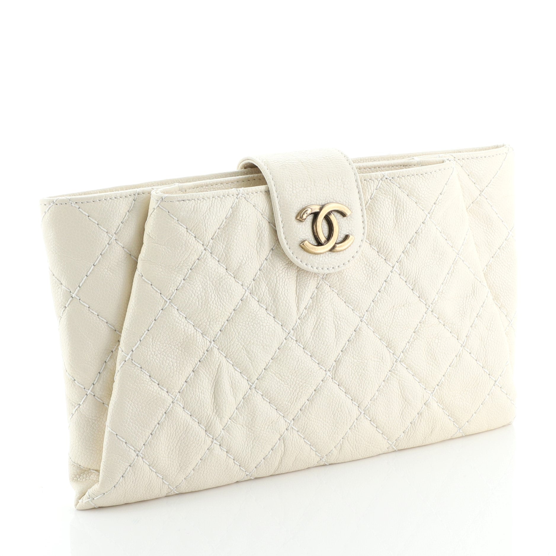 Coco Pleats Clutch Quilted Glazed Caviar