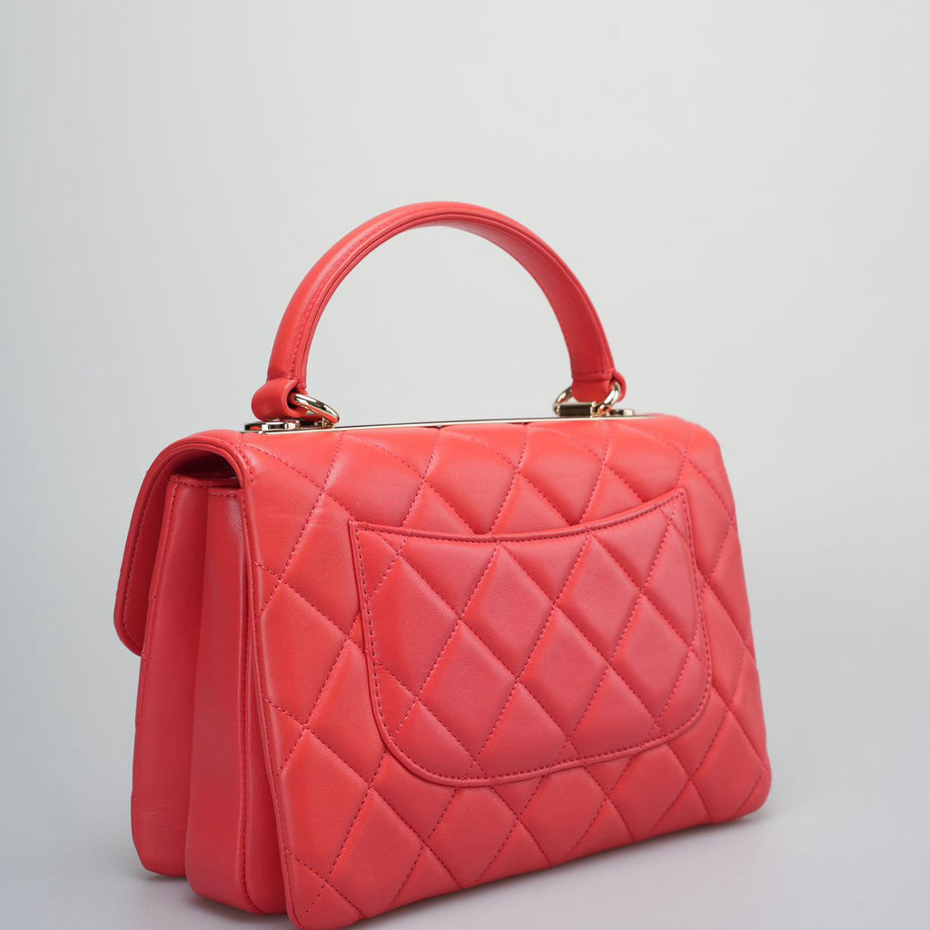 Chanel Red Small Trendy CC Bag In Lambskin Leather With Champagne Gold Hardware