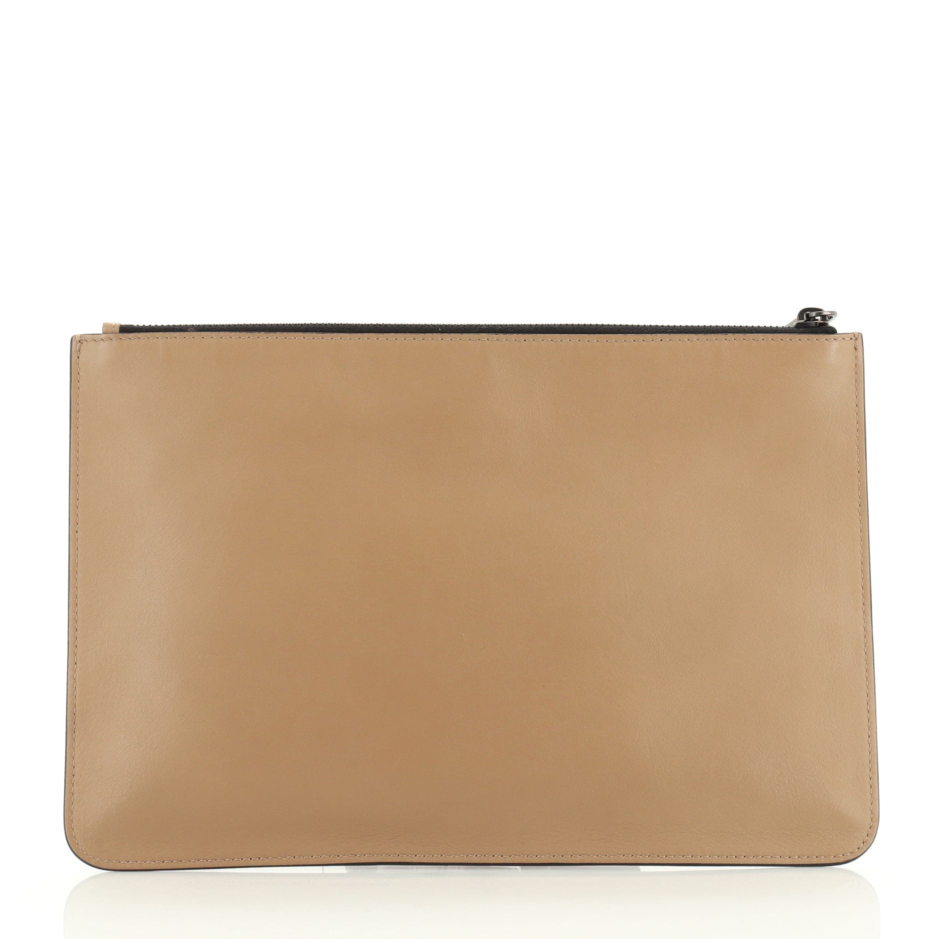 Abstract Face Clutch Leather with Applique