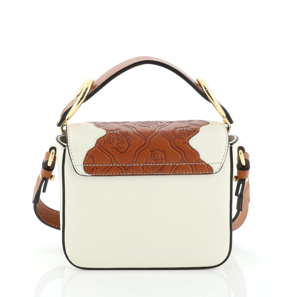 C Double Carry Bag Patchwork Calf Leather and Suede Mini