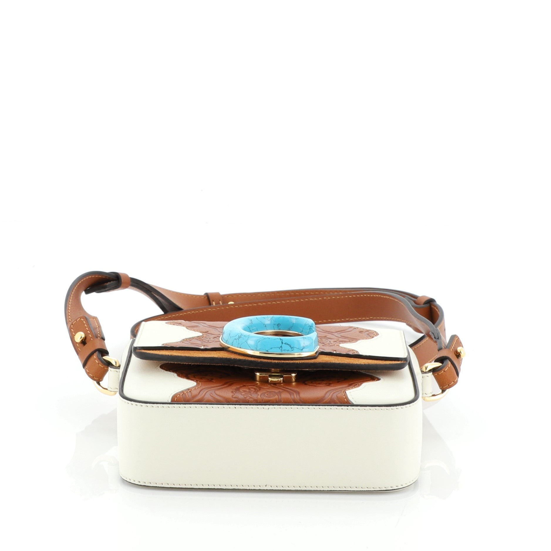 C Double Carry Bag Patchwork Calf Leather and Suede Mini
