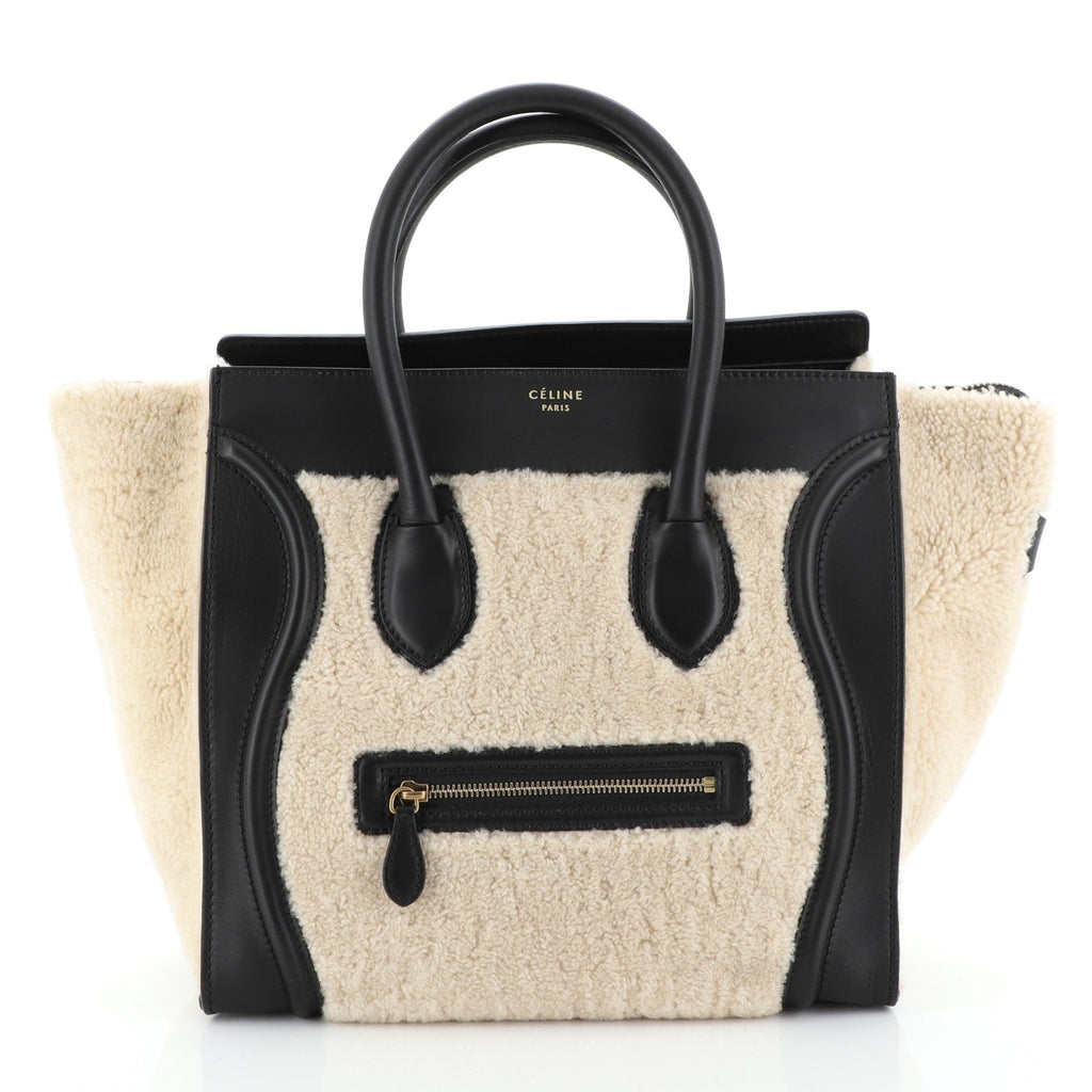 Bicolor Luggage Bag Shearling Mini