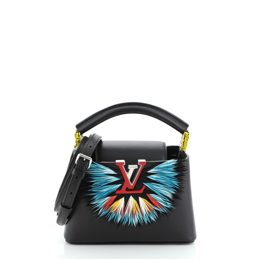 Capucines Handbag Leather with Feathers Mini