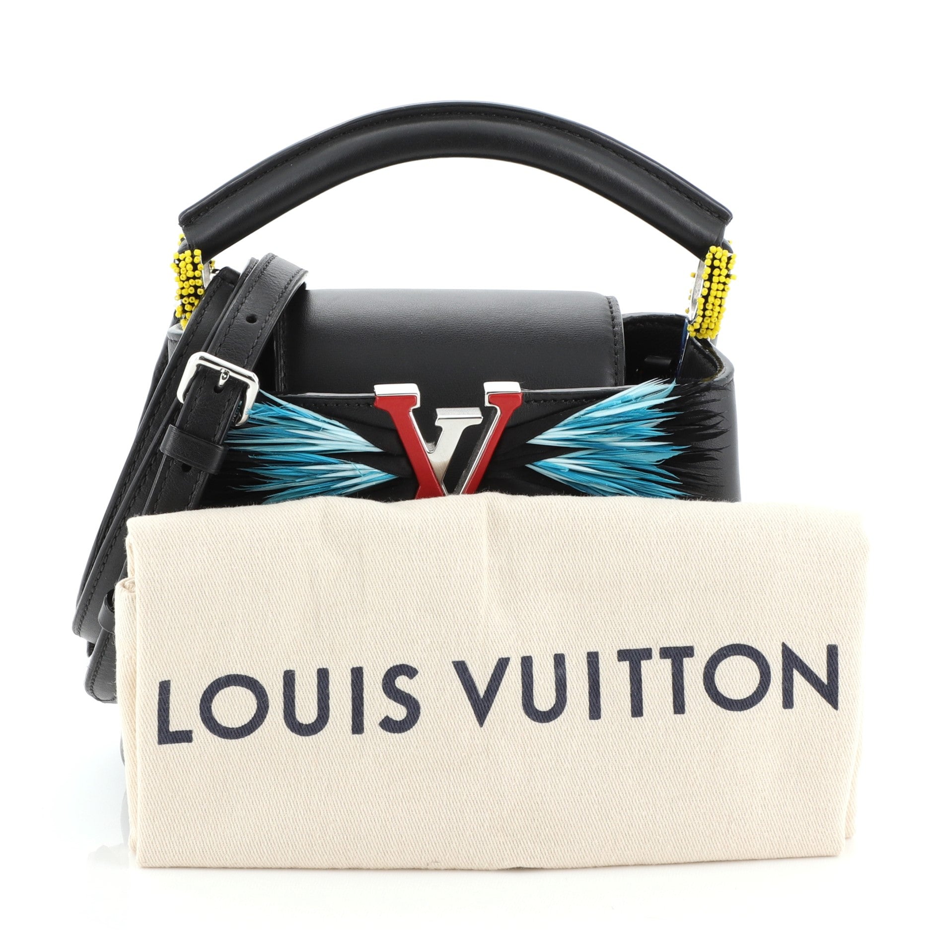 Capucines Handbag Leather with Feathers Mini