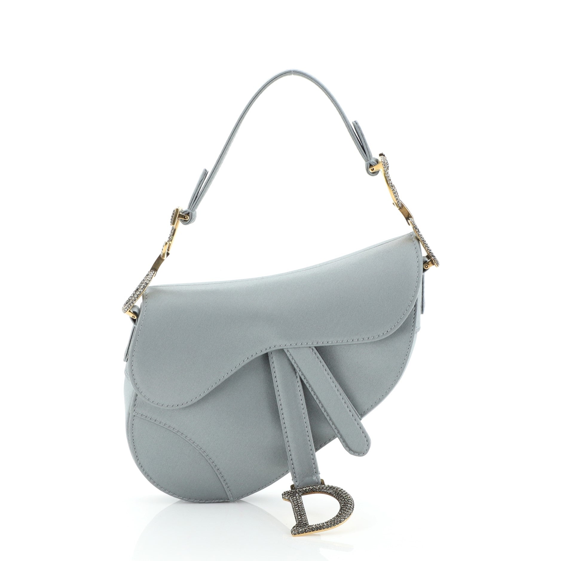 Saddle Handbag Satin with Crystals Mini