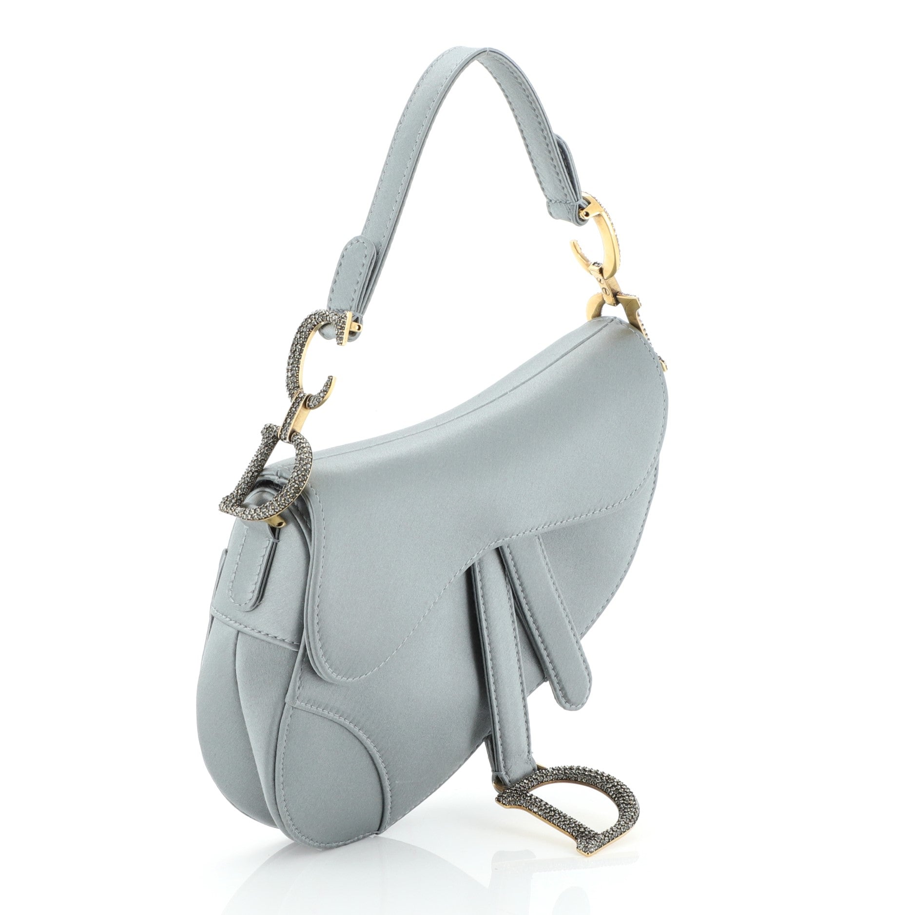 Saddle Handbag Satin with Crystals Mini