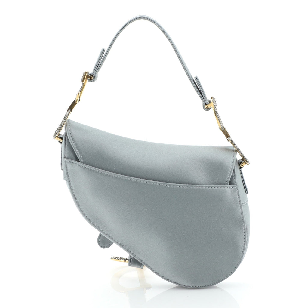 Saddle Handbag Satin with Crystals Mini