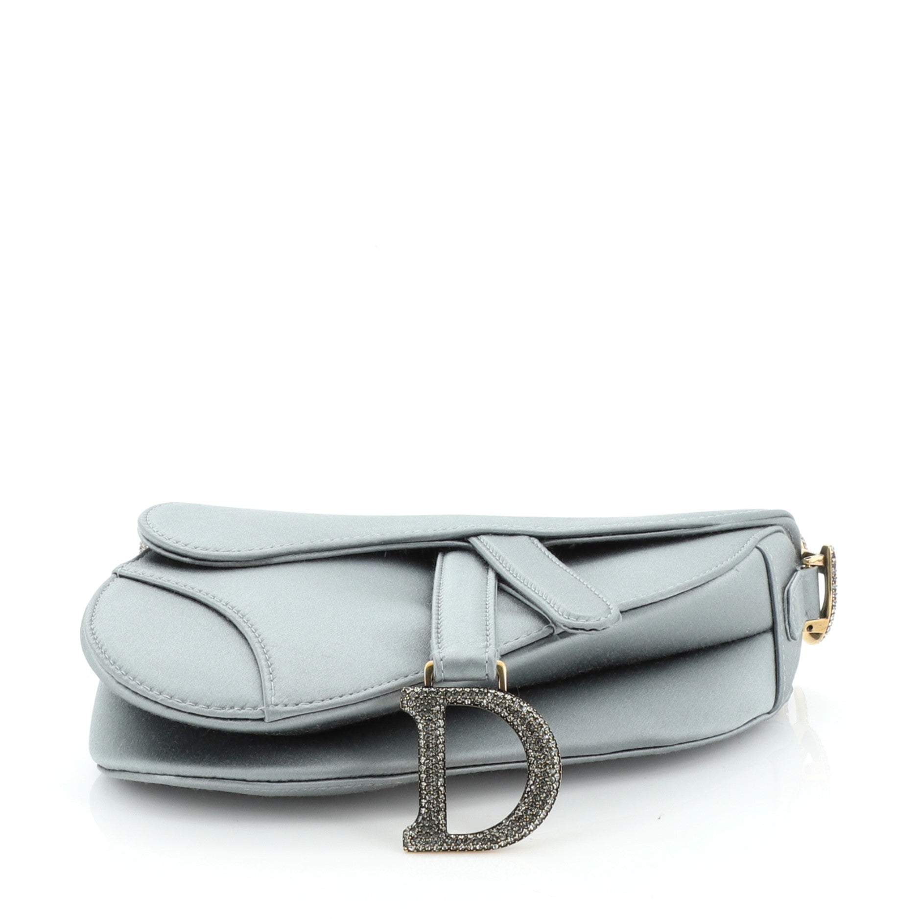 Saddle Handbag Satin with Crystals Mini